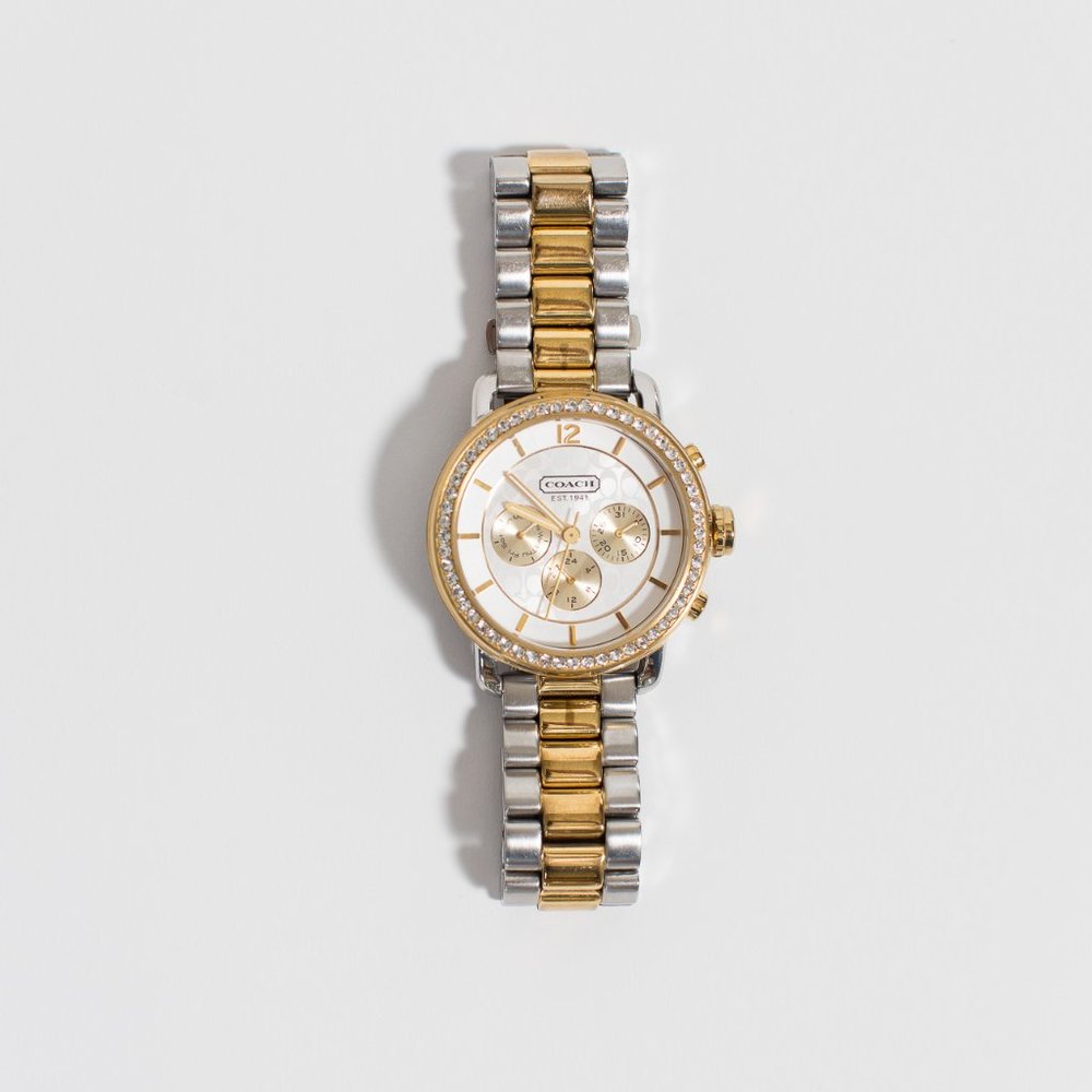 Coach Mixed Metal Gold Silver Three Dial Women's Watch